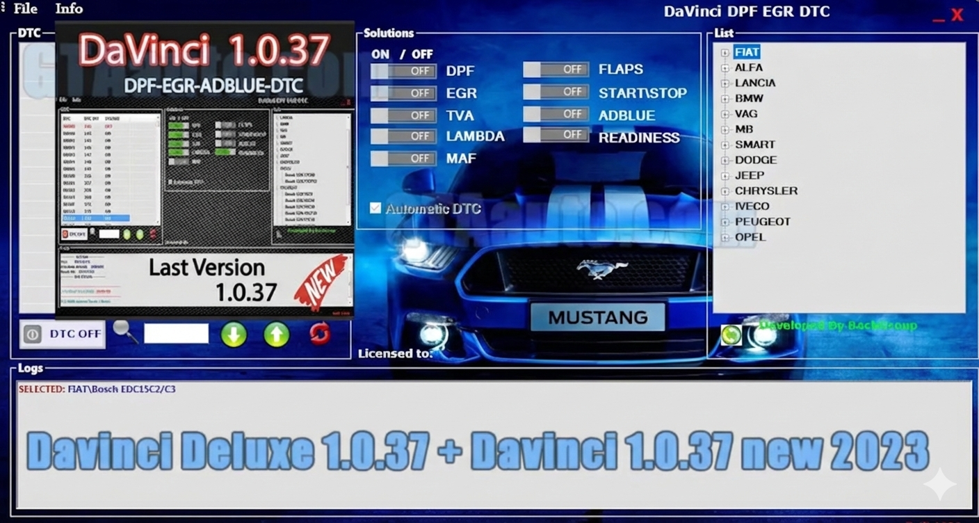 DaVinci 1.0.37 Davinci Deluxe latest version 2025 Fap Adblue Egr DTC